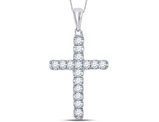 1/4 Carat (ctw H-I, I1-I2) Diamond Cross Pendant Necklace in 10K White Gold